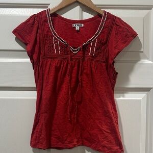 Forever 21 Red Embroidered Blouse